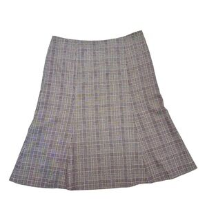 Kate Hill Glen Plaid A-line Midi Skirt Classic Academia Office Black Cream 14
